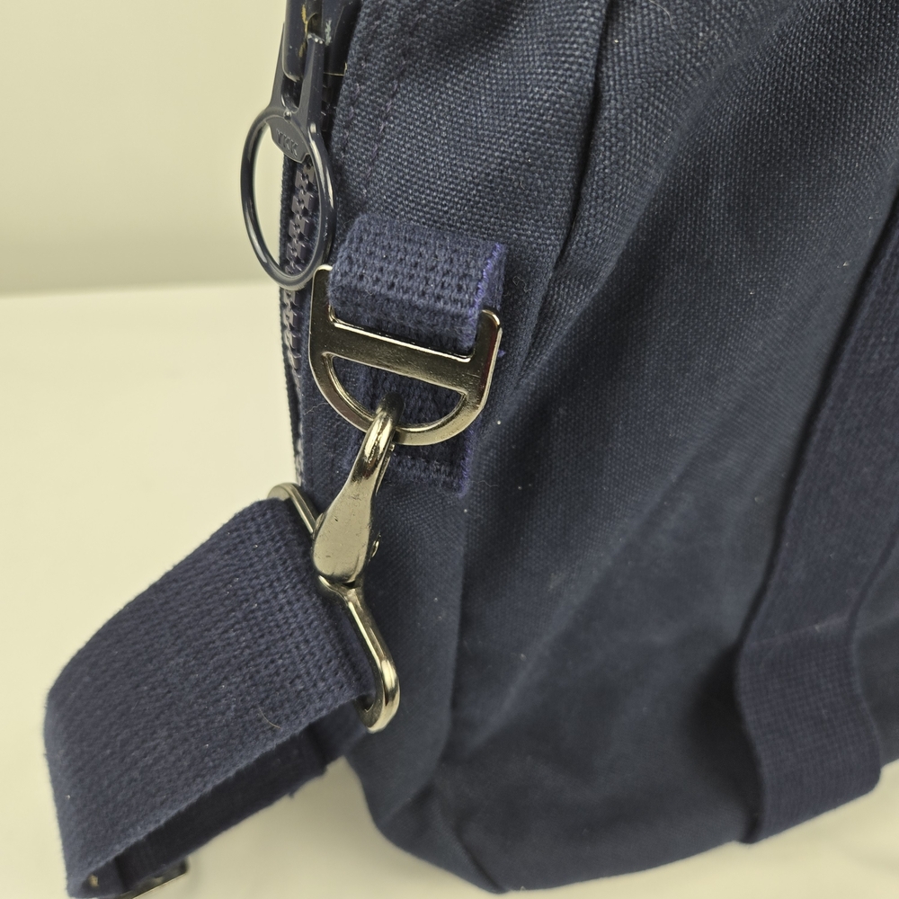 90s Vintage Blue Lands End Messenger cross body Bag With Strap - Picture 8 of 11